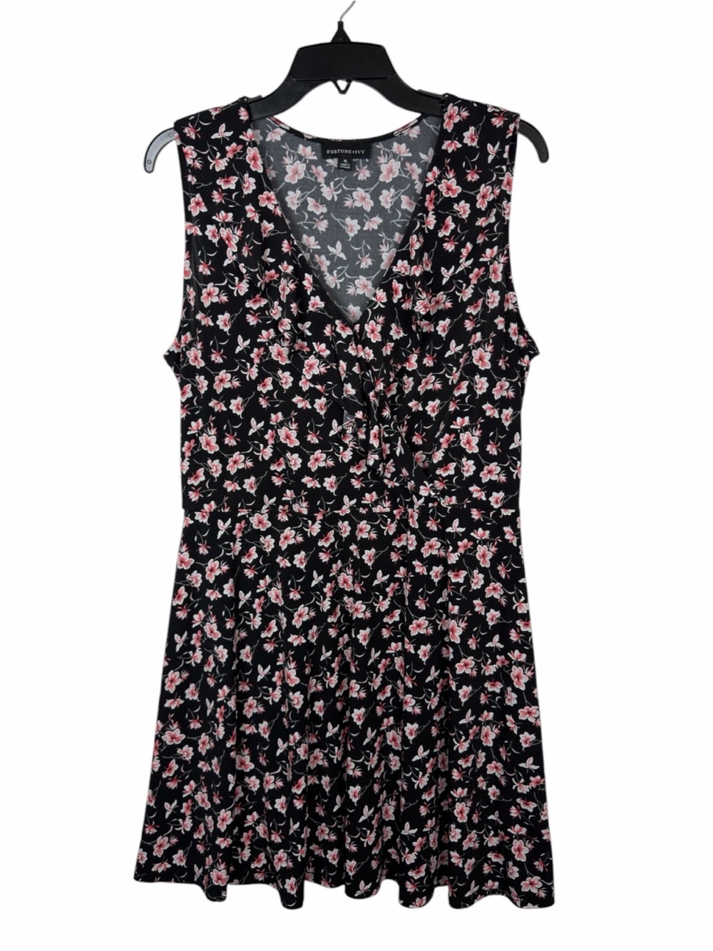 Fortune & Ivy NWOT Sleeveless Black Floral Knee Length Dress. Size XL.